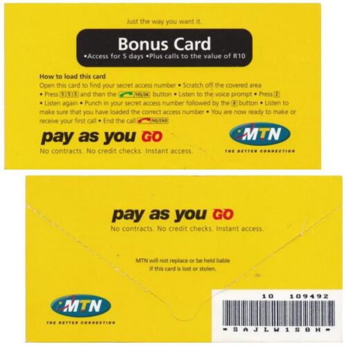The Phonecard Shop: South Africa, MTN - Bonus Card
