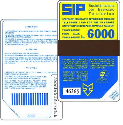 The Phonecard Shop: Italy, Sip, Sida 2, second group, 8202, L.6000 The Phonecard Shop: Italy, Sip, Sida 2, second group, 8202, L.6000