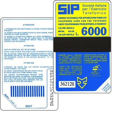 The Phonecard Shop: Italy, Sip, Sida 2, second group, 8507, L.6000 The Phonecard Shop: Italy, Sip, Sida 2, second group, 8507, L.6000