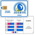 The Phonecard Shop: Senegal, Blue frame and logo, "S" of "UNITES" at right of "E" of "TELECARTE", chip GEM1, 120 units